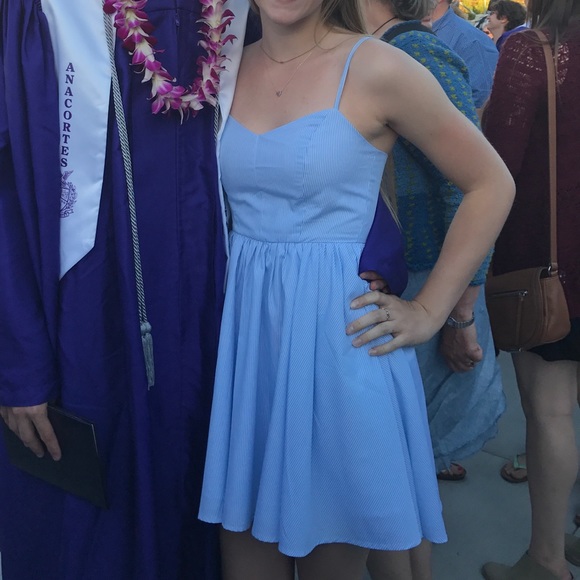 Blue and white striped dress - Picture 1 of 6